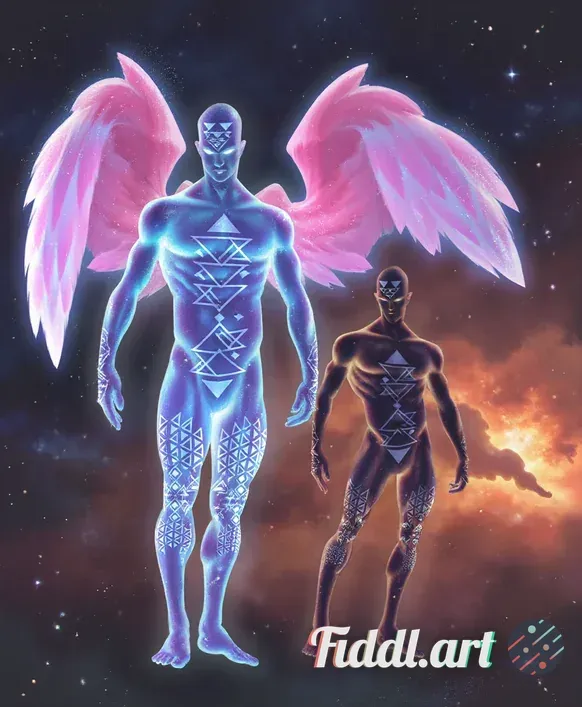 This image depicts a celestial, humanoid figure with an ethereal and otherworldly presence, now lock