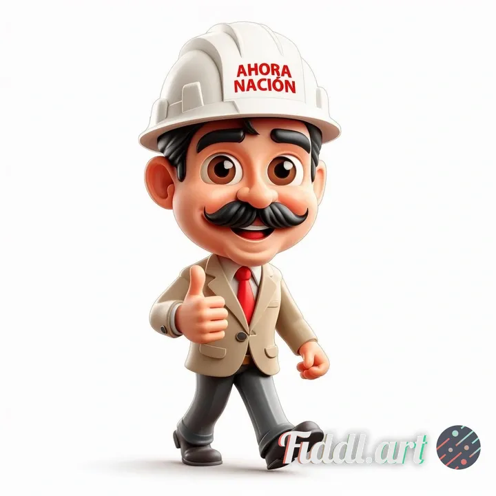 señor con un casco blanco con las siglas de ahora nacion con su caracteristico bigote