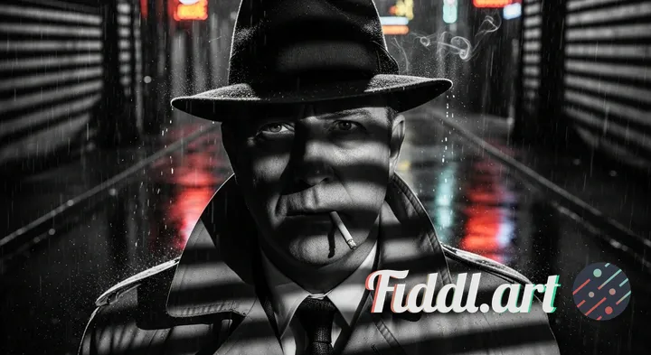 medium shot (chest up), subject ≥ 70–85% of frame, eyes near top third, rain-slick alley, venetian b