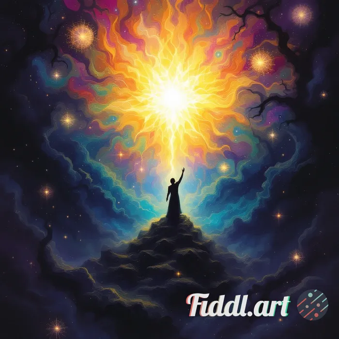 Create a psychedelic artwork illustrating the concept 'Fear is a disease; hope is its only cure.' De