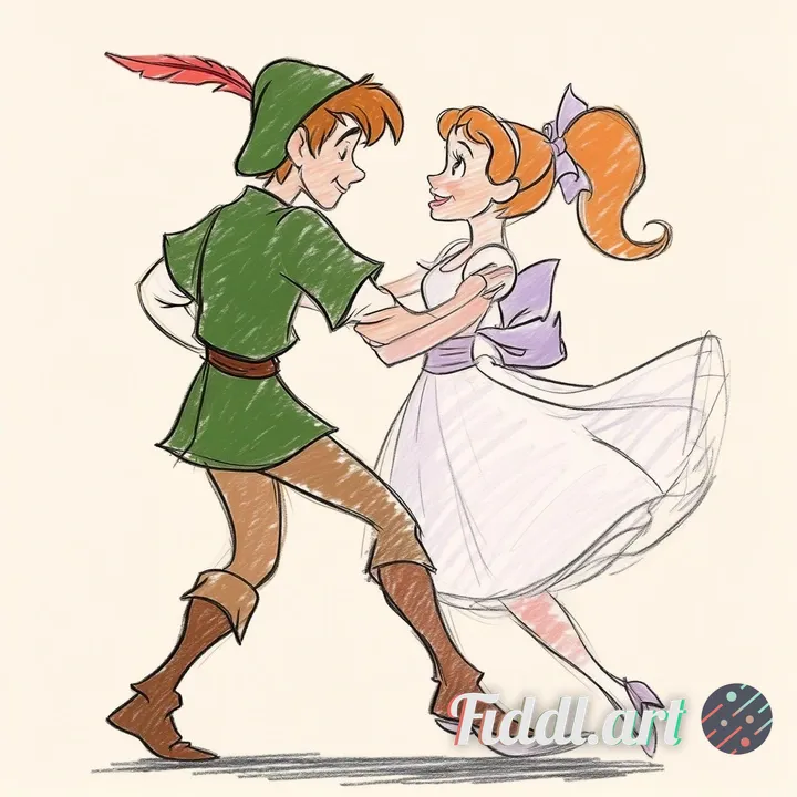 using the input image as a basis, color in the two characters using a more crayonlike/noisy texture.