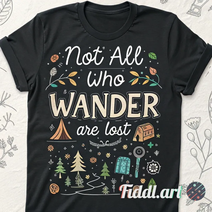 create a doodle art t-shirt design about camping. it should say 