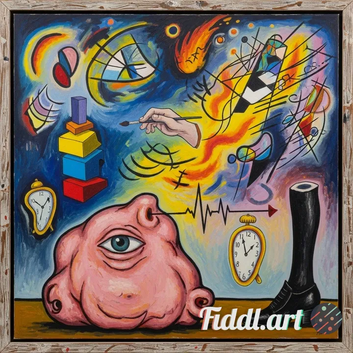 born into a place where your soul didn't connect; surrealism inspired by Guston and Kandinsky