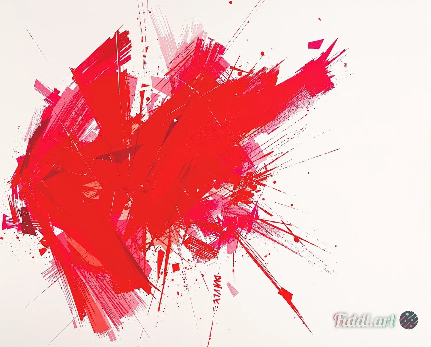 Media Index 0 | An abstract art piece bursts with the intensity of red, its bold strokes and sweeping curves ignitin