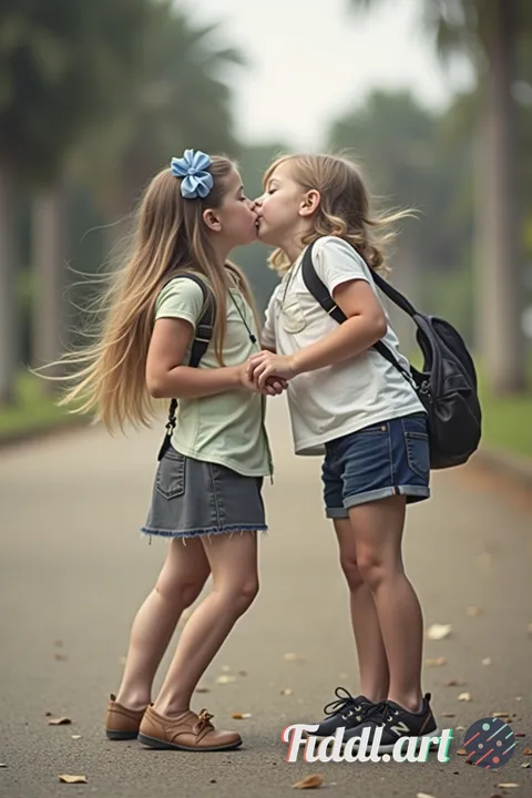 two girls kissing