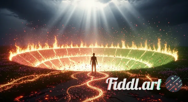 

A hyper-photorealistic, ultra-cinematic scene inspired by the moment when the great fire becomes a