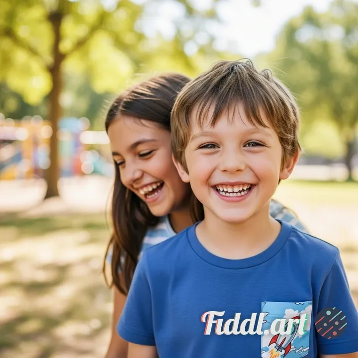 Please add a nice smile to the boy on the right side of the photo 