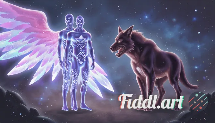 This image depicts a celestial, humanoid figure with an ethereal and otherworldly presence, now enga