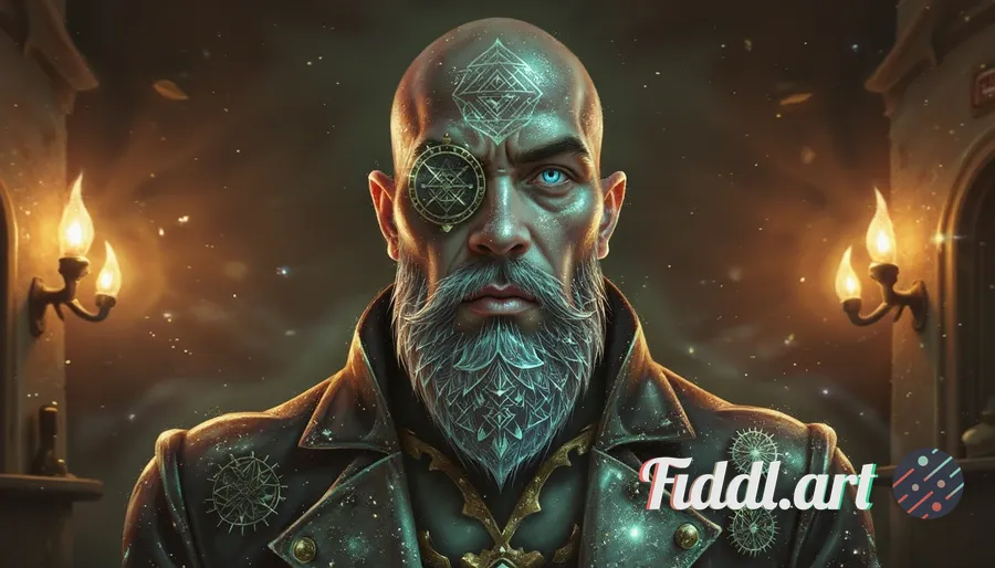 A hyper-detailed portrait of a male clockmaker with a steampunk twist, his skin is textured like rus