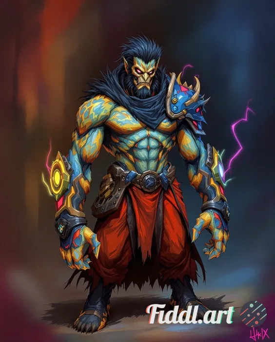 Transform this character into a painterly cinematic style inspired by Arcane, with hand-painted text