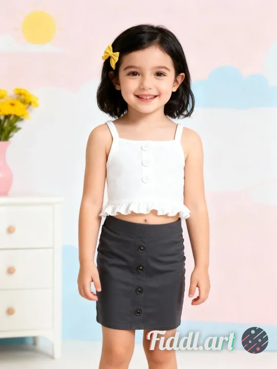 A cheerful indoor scene featuring a full figure of 2-3 years old child standing in a photo studio wi