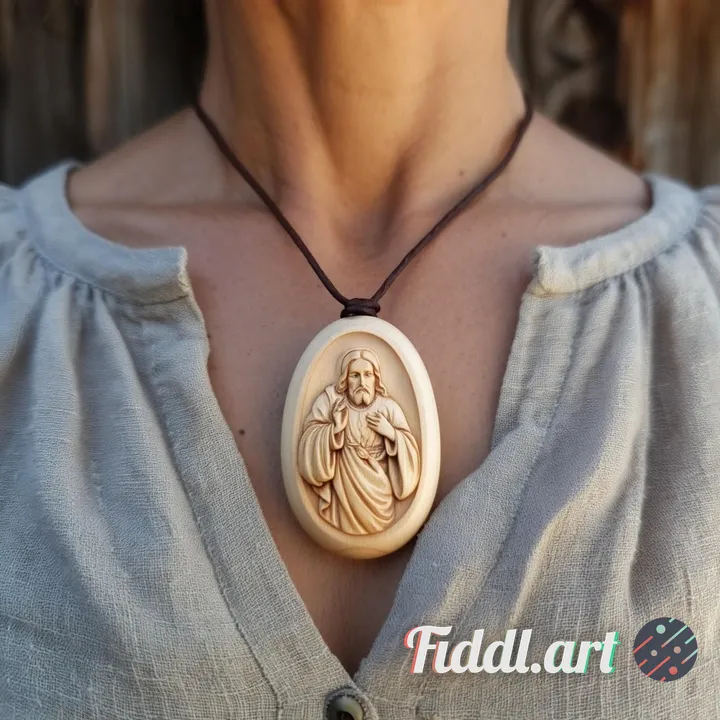 Create female wearing this pendant around neck. Focus on pendant, femaile is very comfort with it. T