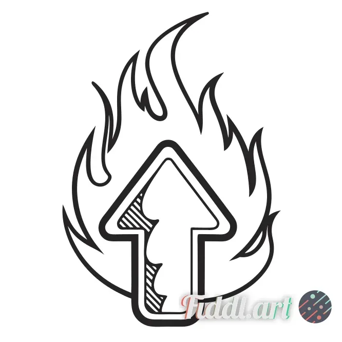 An solid icon for an upvote button, with a transparent background. The icon has a minimalistic flame