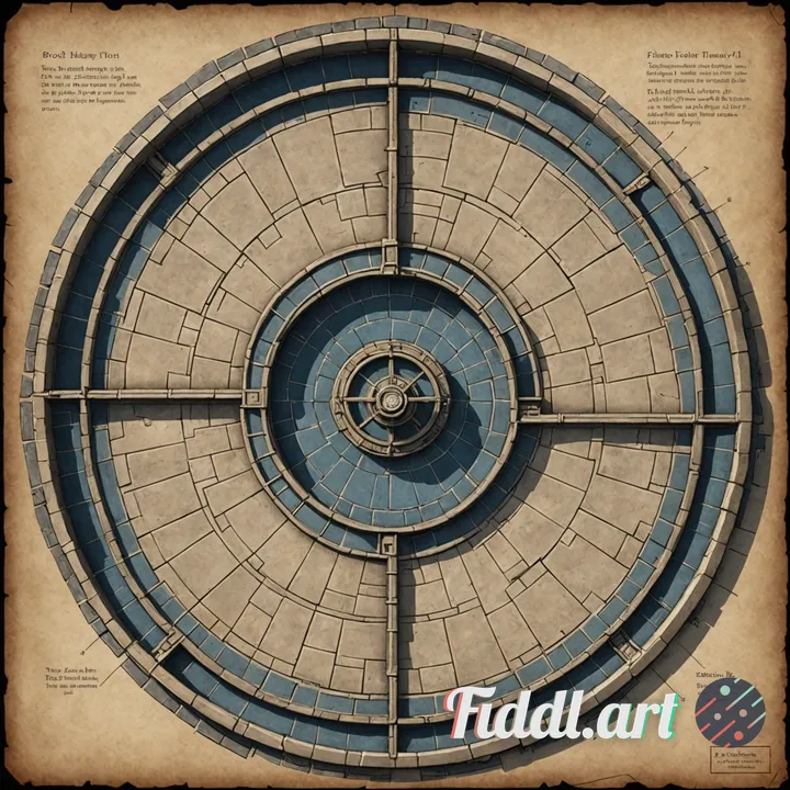 Create a top-down blueprint image of a circular fantasy tower floor based on the following requireme
