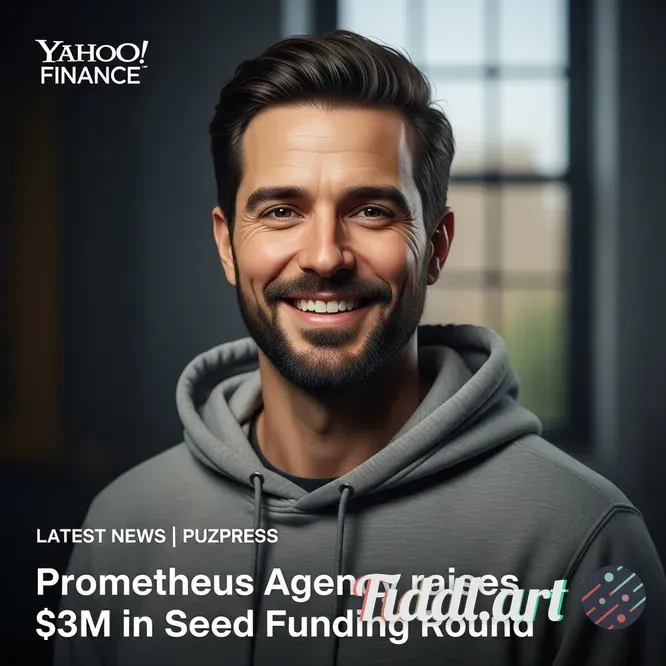 create me the realistic image of a man wearing a gray hoodie smiling for the cover of a press releas