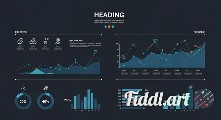 Create a minimalist dark theme infographic using the color scheme from the provided image. it should