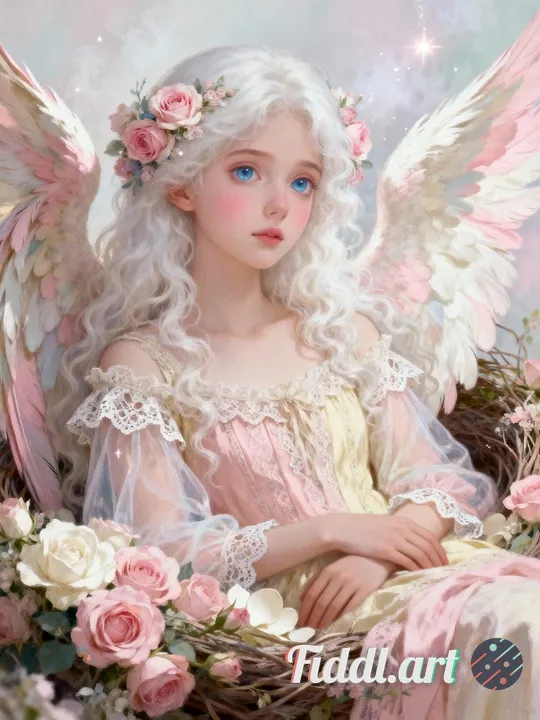 Stunning Pink Aesthetic 🩷Artwork. A serene virgo zodiac portrait in a dreamy shabby-chic fantasy st