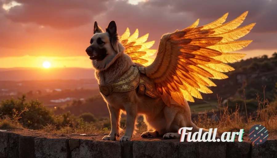 An ultra-realistic dog, an imposing and majestic breed like a German Shepherd or Rottweiler, stands 
