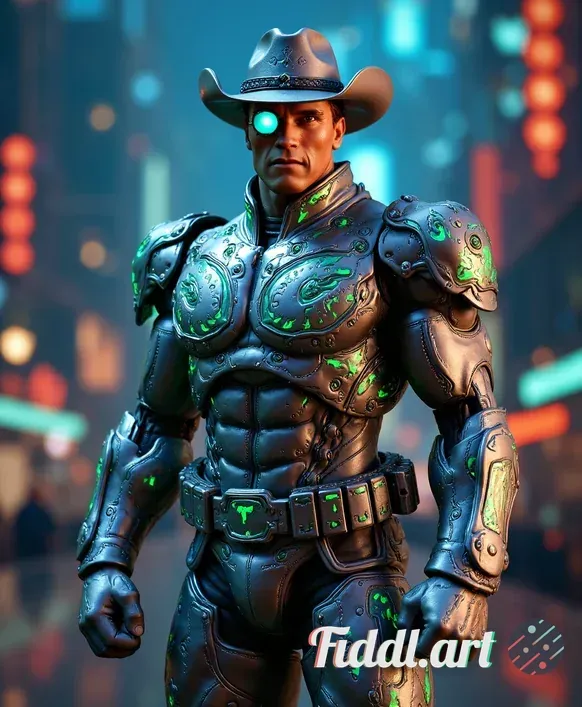 A striking male Cybernetic Sheriff action figure, designed with intricate details showcasing a blend