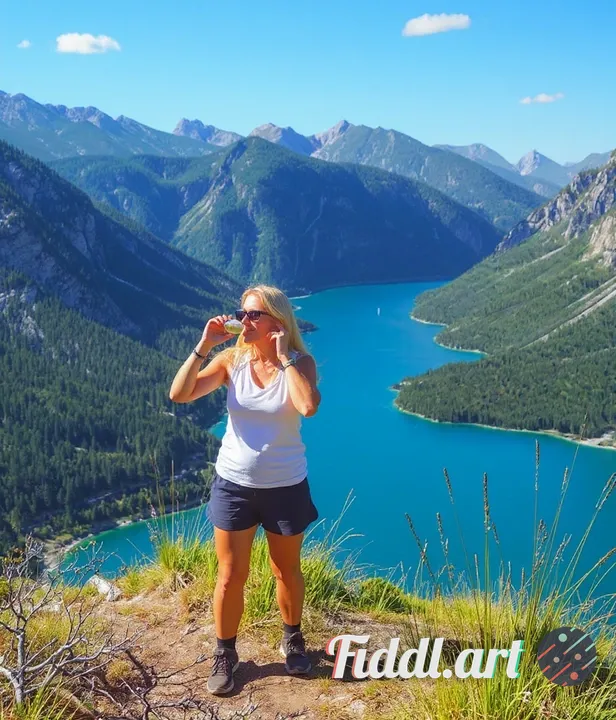 A woman biling in the mountains