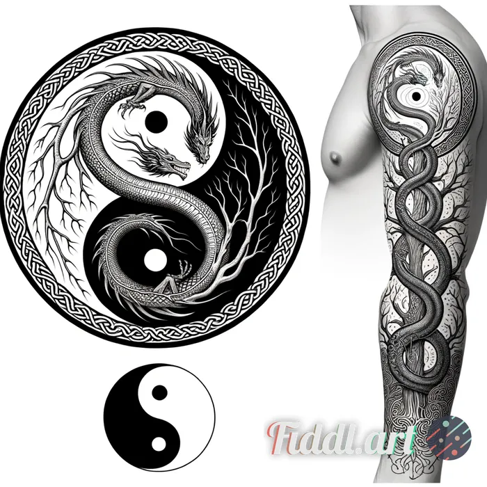 Upper-arm shoulder-cap cover-up tattoo, circular medallion sized for the outer deltoid (about 15–18 