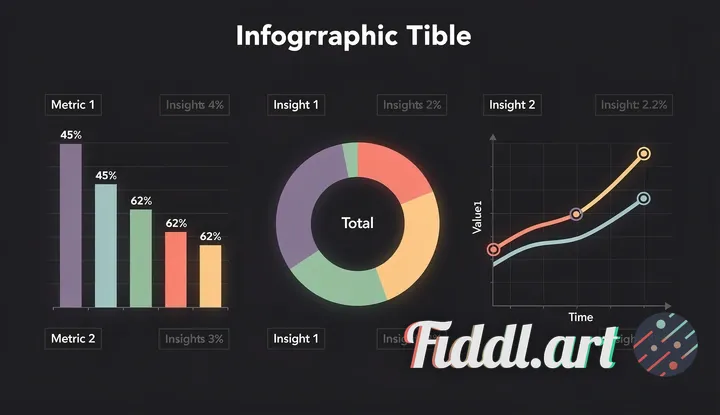 Create a minimalist dark theme infographic using the color scheme from the provided image. it should