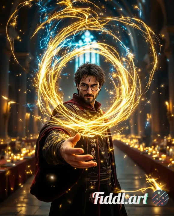 A cinematic, ultra–high–resolution (8K) portrait of an adult male wizard with a slim, athletic build