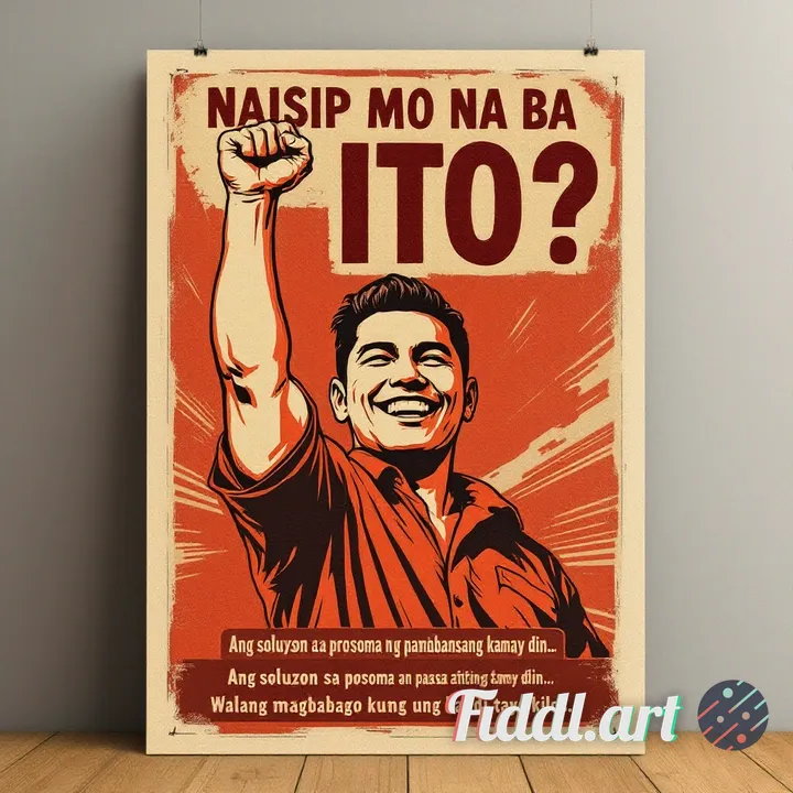 A bold vintage-style Filipino advocacy poster in the manner of classic propaganda art, warm color pa