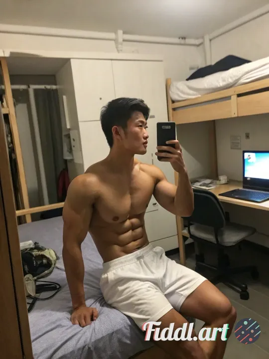 Vietnamese guy is tall, naturally beautiful body, a bit skinny, broad shoulders, big biceps, shirtle