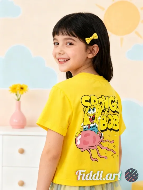 A cheerful indoor scene featuring a back view of full figure of 7-8 years old child standing in a ph