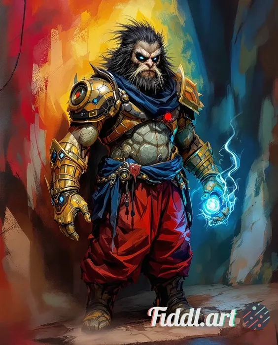 Transform this character into a painterly cinematic style inspired by Arcane, with hand-painted text