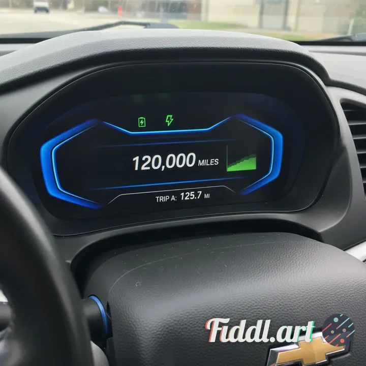  Odometer of chevy volt showing 120,000 miles