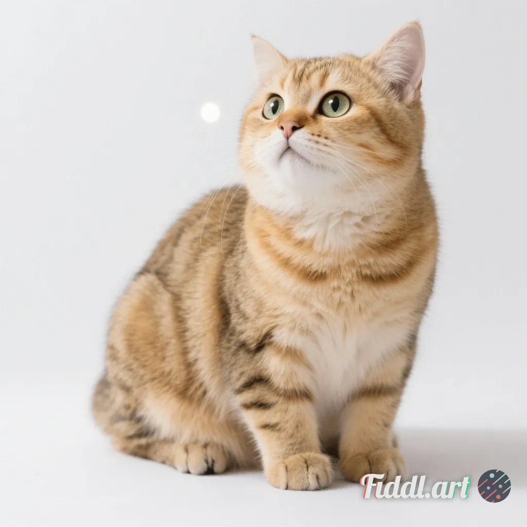 Media Index 0 | The golden tabby cat is squatting, with fluffy large eyes and a super cute expression, set against a