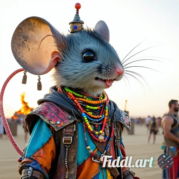 Realistic version of the Puerto Rican streamer Ironmouse, at the Burning Man festival