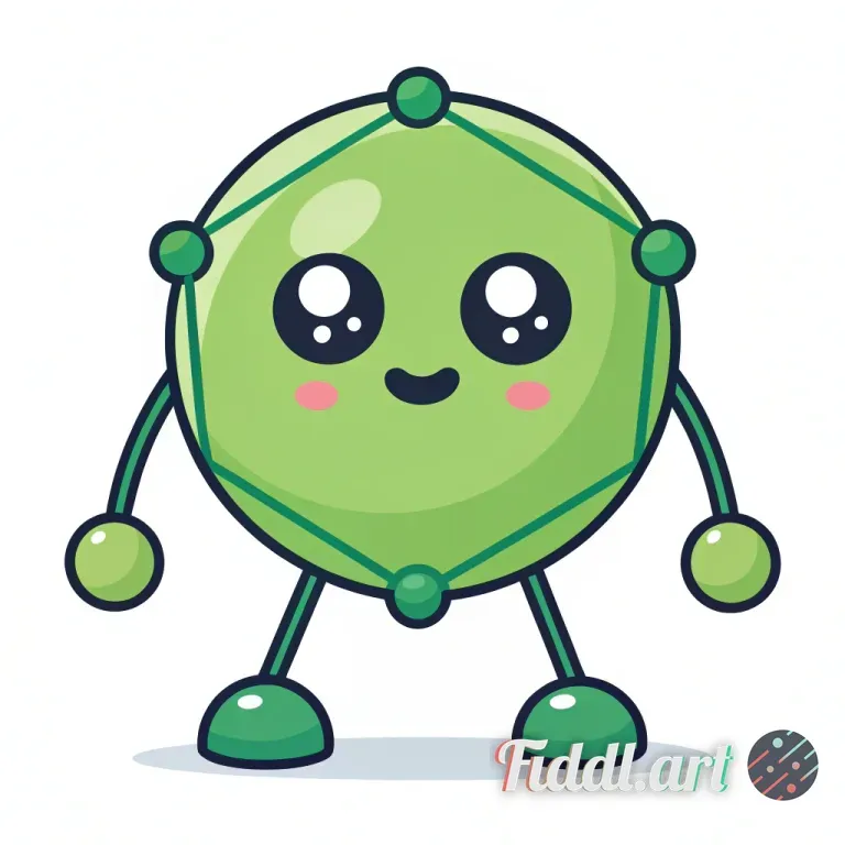 A cute cartoon mascot character designed to represent a friendly decentralized network. The characte