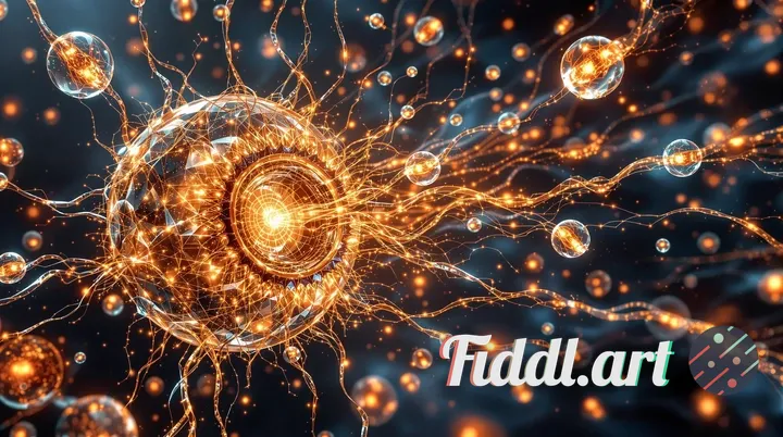 Detailed image of a scientifically accurate, intricate mitochondrion rendered in shimmering metallic