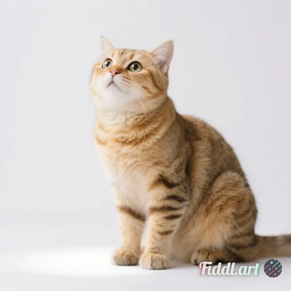 Media Index 0 | The golden tabby cat is squatting, with fluffy large eyes and a super cute expression, set against a