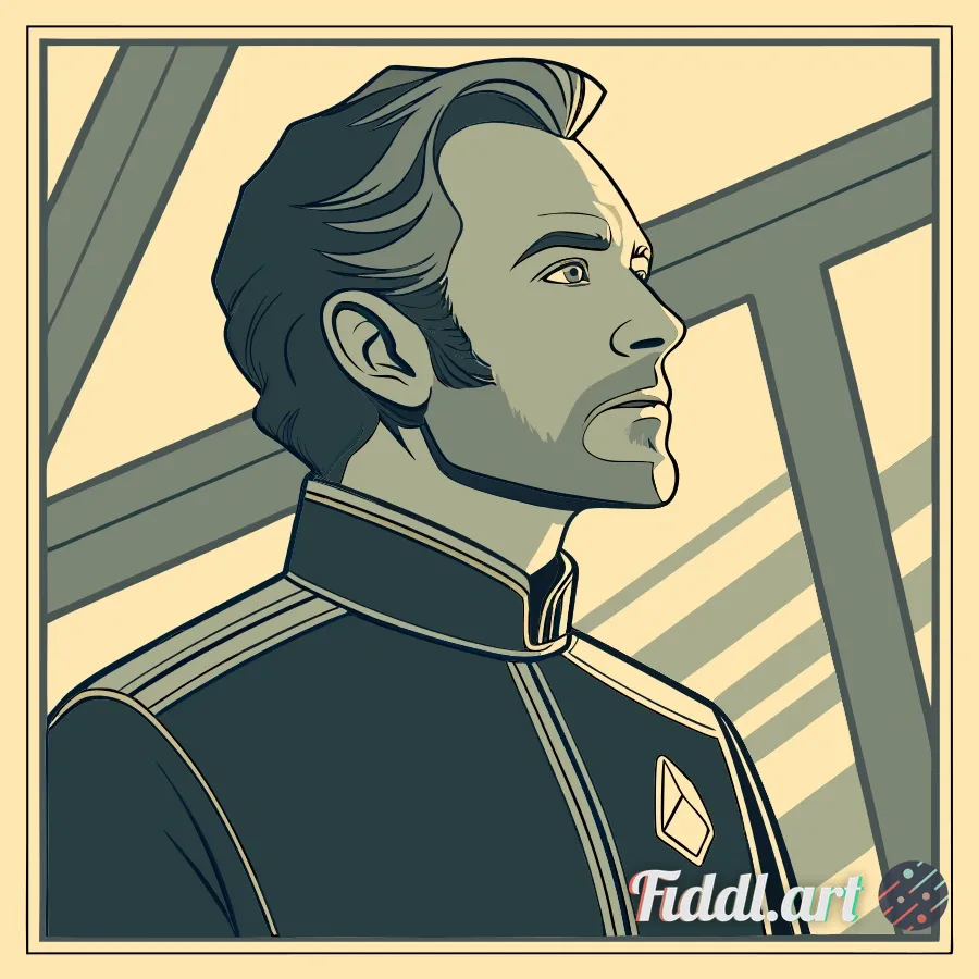 Ultra‑realistic 8K portrait of a seasoned spaceship captain, framed from the chest up in a square (1