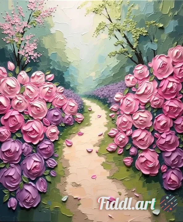 impasto flower art style, thick acrylic paint texture, heavy visible palette-knife strokes,
raised a