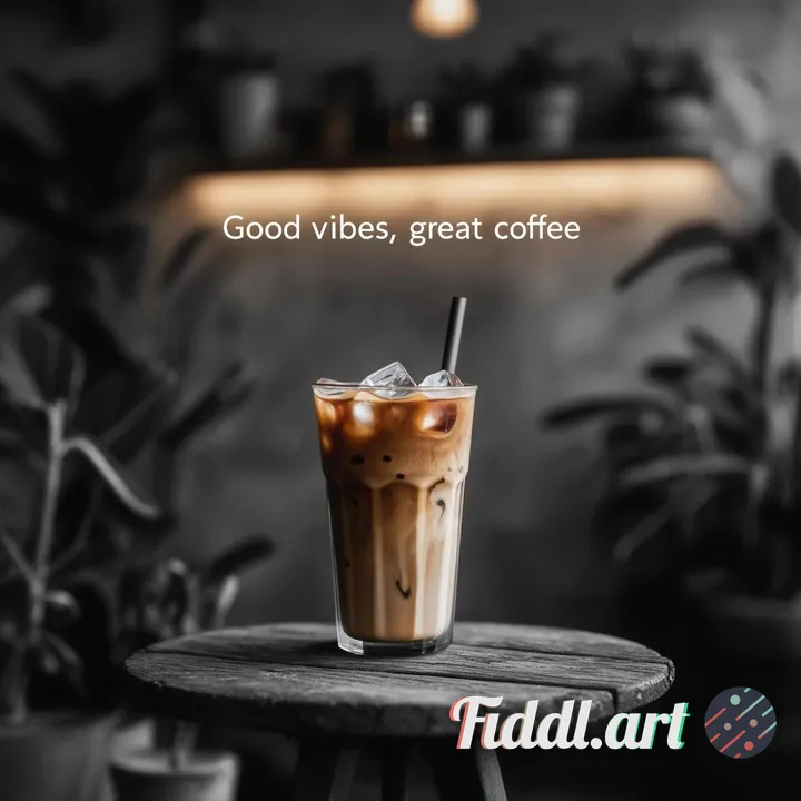 I run a coffee shop business. Generate a photo of an iced coffee on a cozy minimalist aesthetic coff