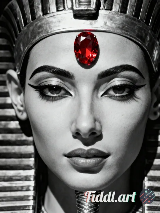 Glossy stunning detail cleopatra Portrait Artwork in Monochrome.
Black and white meets a sudden flar