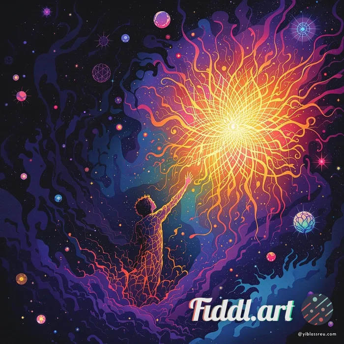 Create a psychedelic artwork illustrating the concept 'Fear is a disease; hope is its only cure.' De