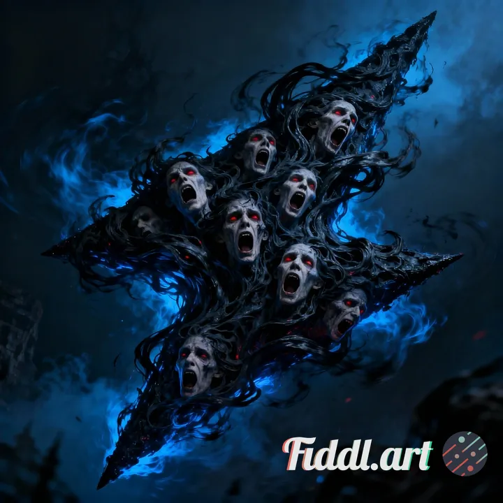 a dark fantasy necromancy spell that looks like a giant spark made of black and dark blue energy wit