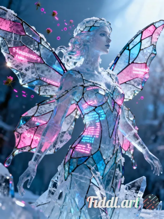  Goddess Chrysalis in Ice glass -
She was built for winter - until the first glitch became a chrysal