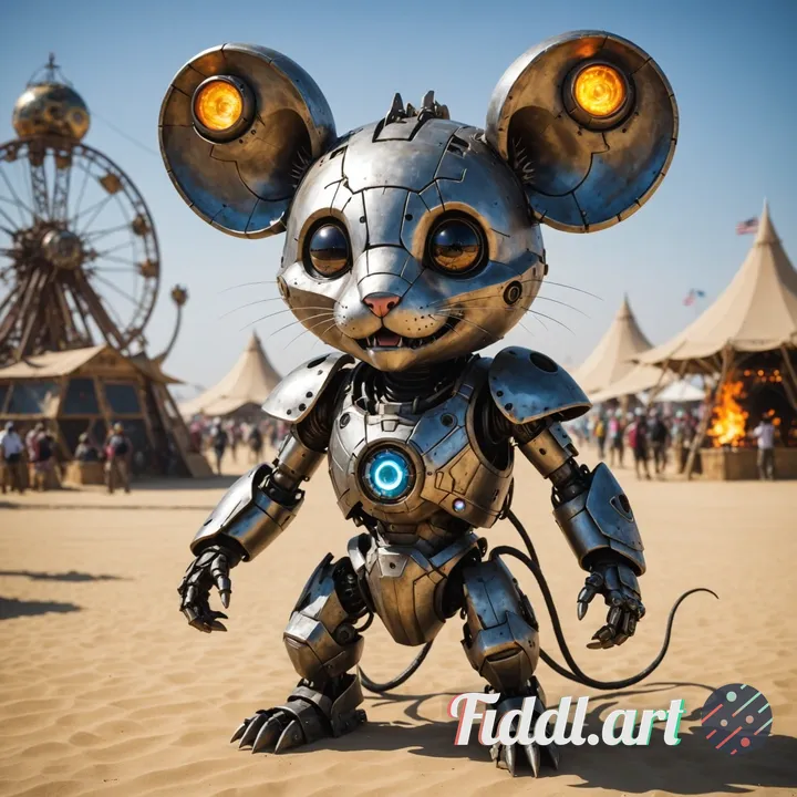 Realistic version of the vtuber Ironmouse, at the Burning Man festival