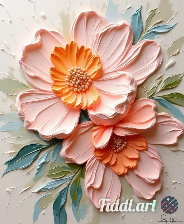 impasto flower art style, thick oil paint texture, heavy visible brushstrokes,
raised paint surface,