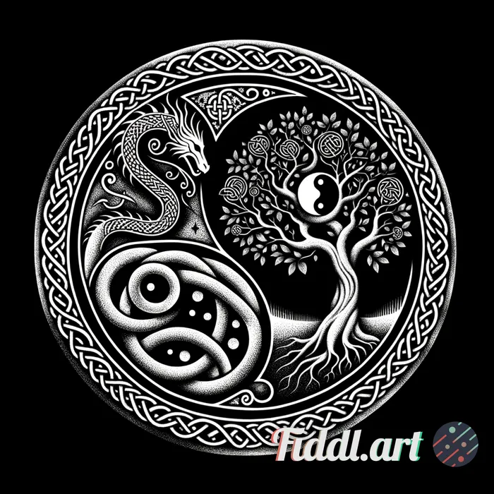 “Upper-arm shoulder-cap cover-up tattoo, circular medallion sized to max 15 cm high (≈13–15 cm diame