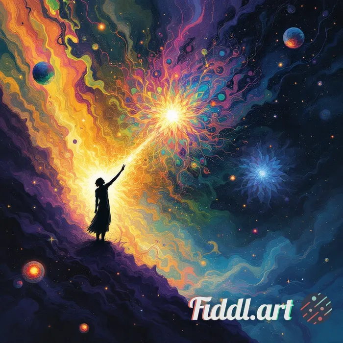 Create a psychedelic artwork illustrating the concept 'Fear is a disease; hope is its only cure.' De