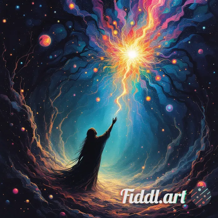 Create a psychedelic artwork illustrating the concept 'Fear is a disease; hope is its only cure.' De