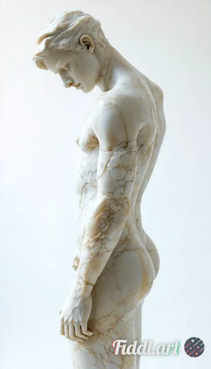 A tasteful artistic representation of the human form, depicted in a classical sculpture style with s